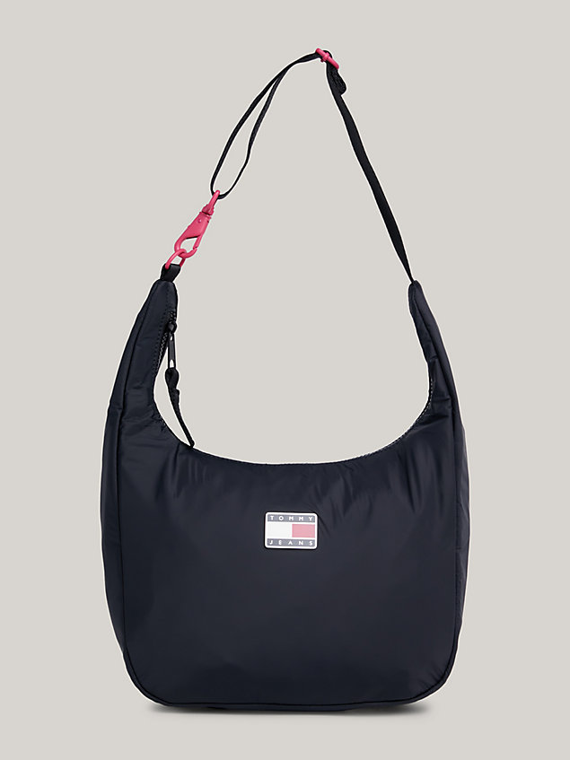 black gerecyclede schoudertas met logo voor dames - tommy jeans