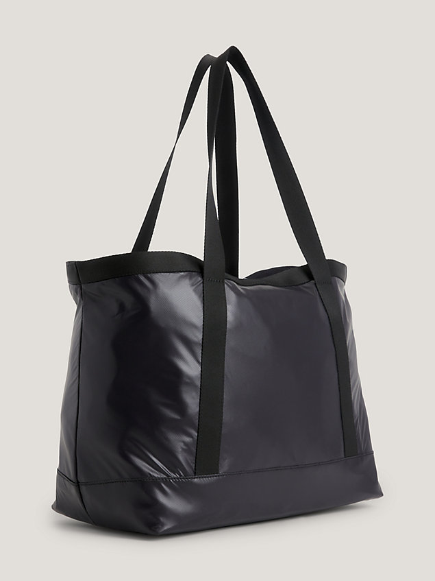 black tote-bag aus recycling-material mit logo für damen - tommy jeans