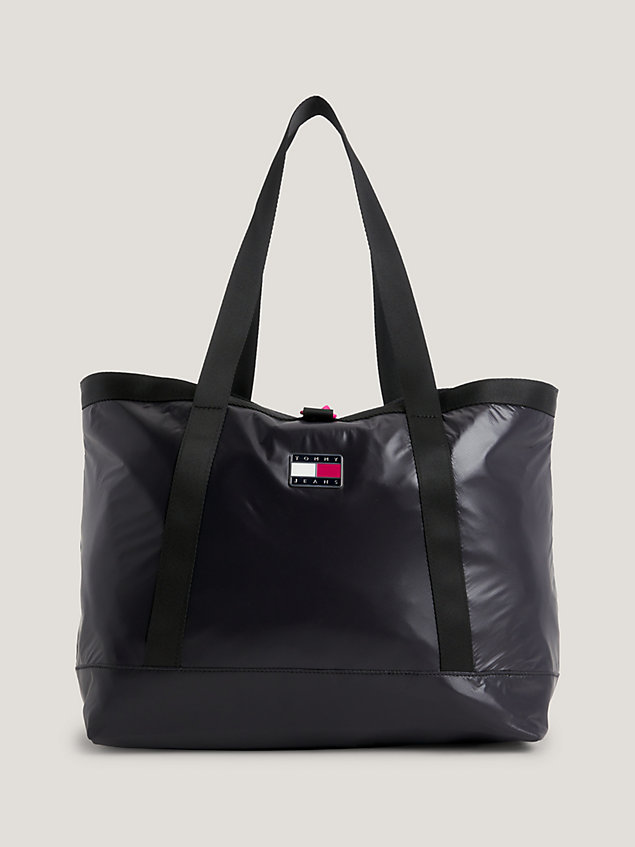black recycled logo tote for women tommy jeans