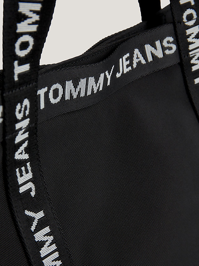 black essential repeat logo tape recycled tote for women tommy jeans