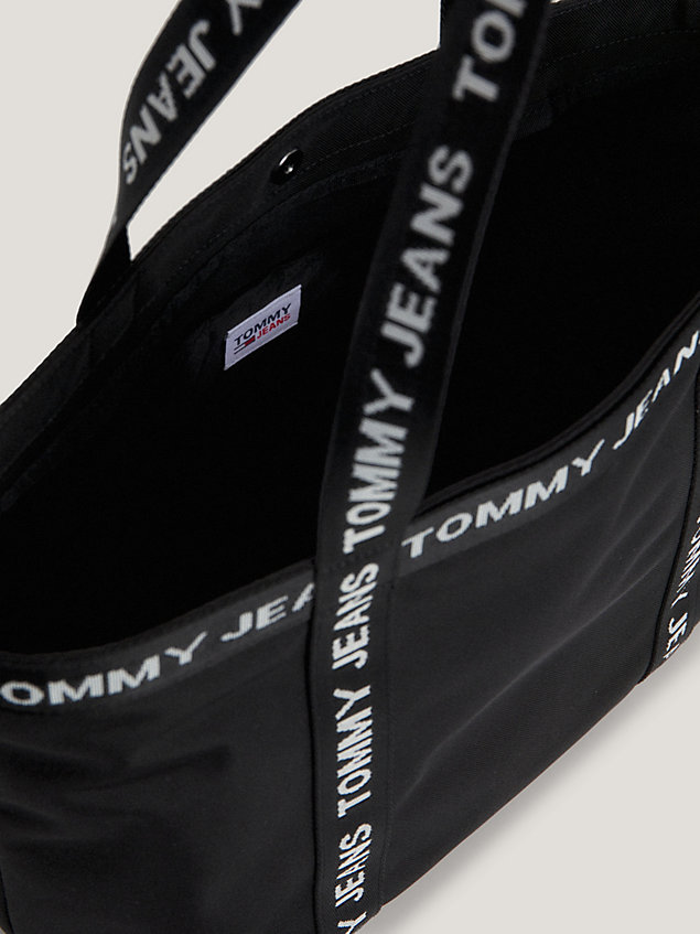 black essential repeat logo tape recycled tote for women tommy jeans