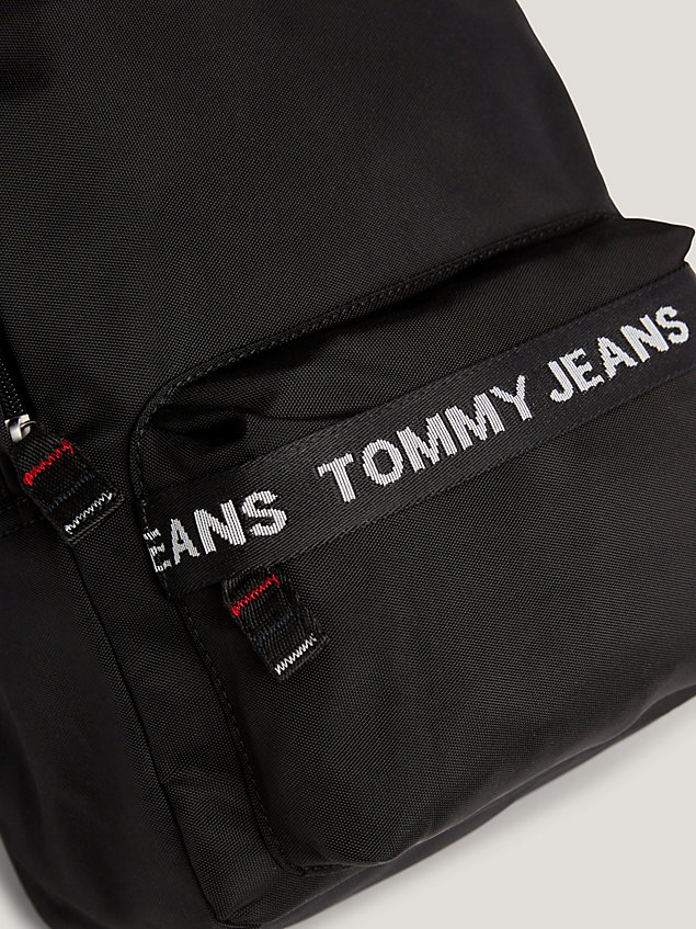 black essential logo tape recycled backpack for women tommy jeans