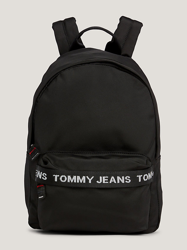 black essential gerecyclede rugzak met logotape voor dames - tommy jeans