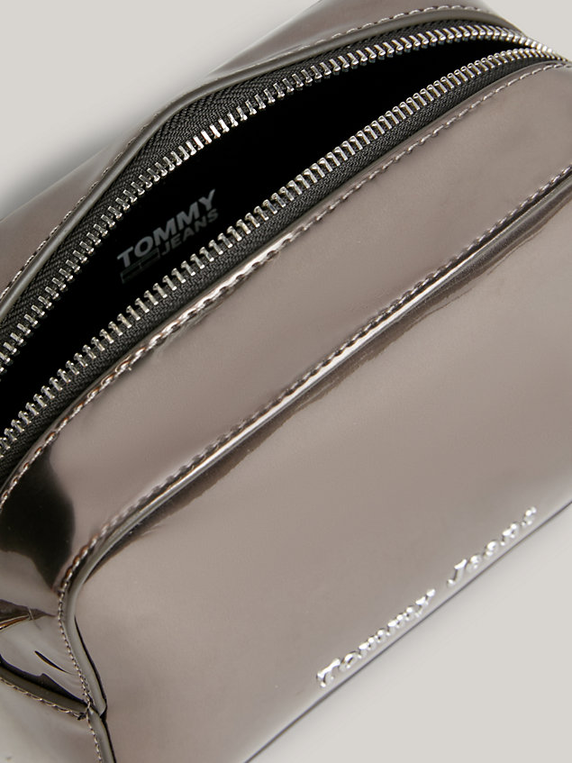 petit sac bandoulière métallisé à logo grey pour femmes tommy jeans