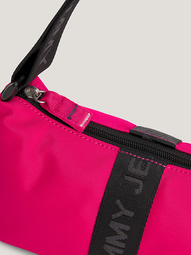 pink essential gerecyclede schoudertas met logotape voor dames - tommy jeans