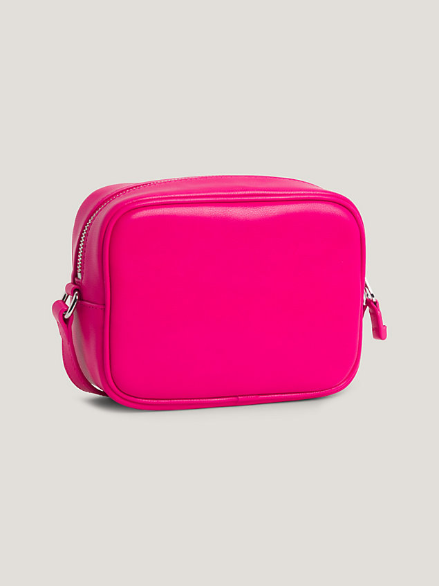 pink kameratasche mit metall-logo für damen - tommy jeans