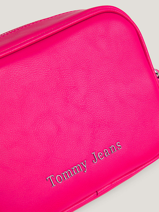 pink kameratasche mit metall-logo für damen - tommy jeans