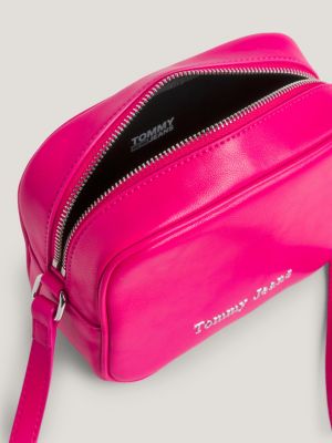 pink metal logo camera bag for women tommy jeans