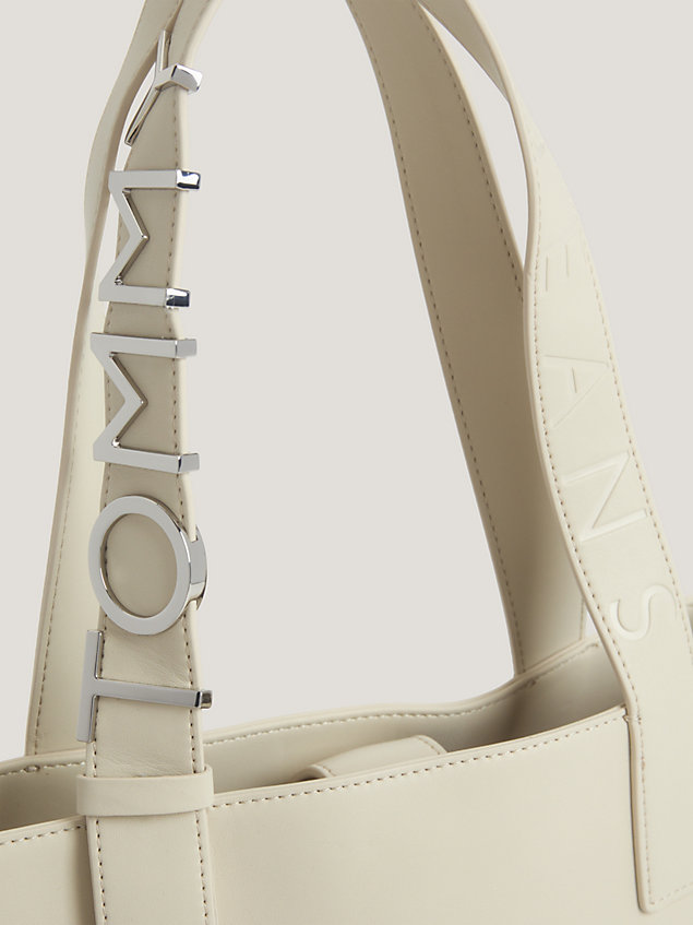 beige bold logo tote for women tommy jeans