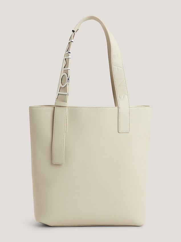 beige bold logo tote for women tommy jeans