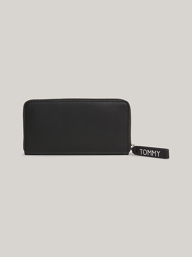 black bold logo large zip-around wallet for women tommy jeans