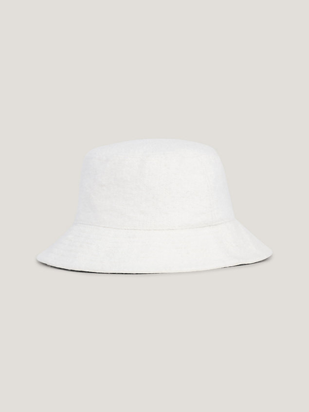 white kapelusz rybacki z bawełny pętelkowej z logo dla kobiety - tommy jeans