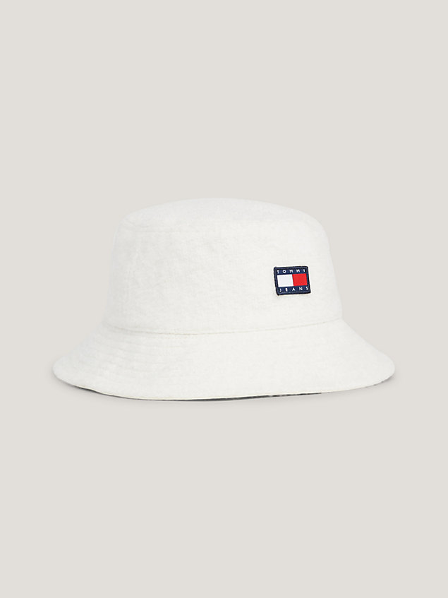 white towelling logo bucket hat for women tommy jeans
