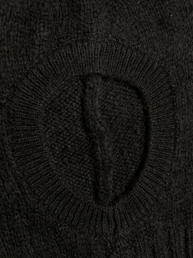 black cosy rib-knit logo balaclava for women tommy jeans