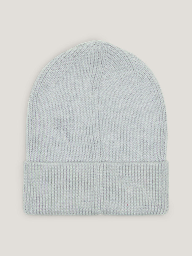 grey rib-knit flag beanie for women tommy jeans