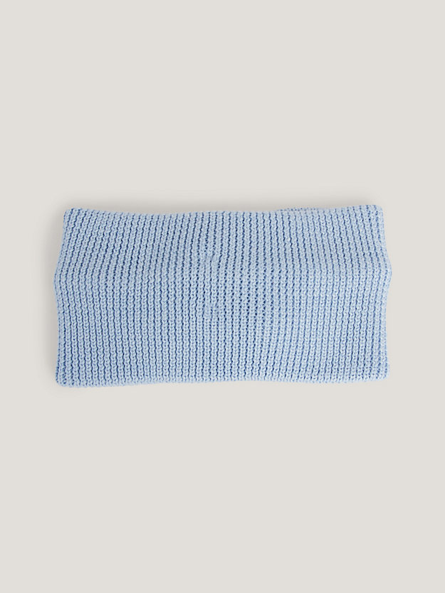 blauw ribgebreide hoofdband met vlag voor dames - tommy jeans