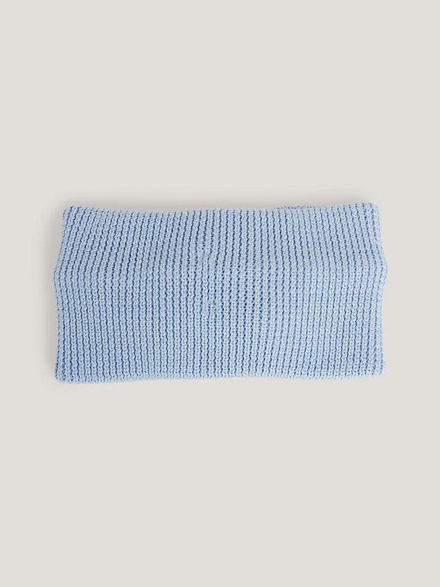 blue rippstrick-stirnband mit flag für damen - tommy jeans