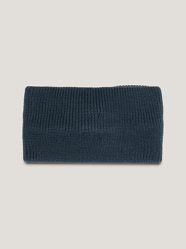 blue rib-knit flag headband for women tommy jeans