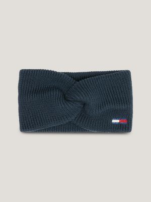 Ribgebreide hoofdband met vlag Blauw Tommy Hilfiger