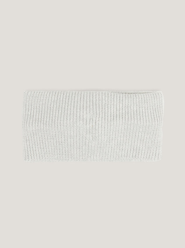 grey rib-knit flag headband for women tommy jeans