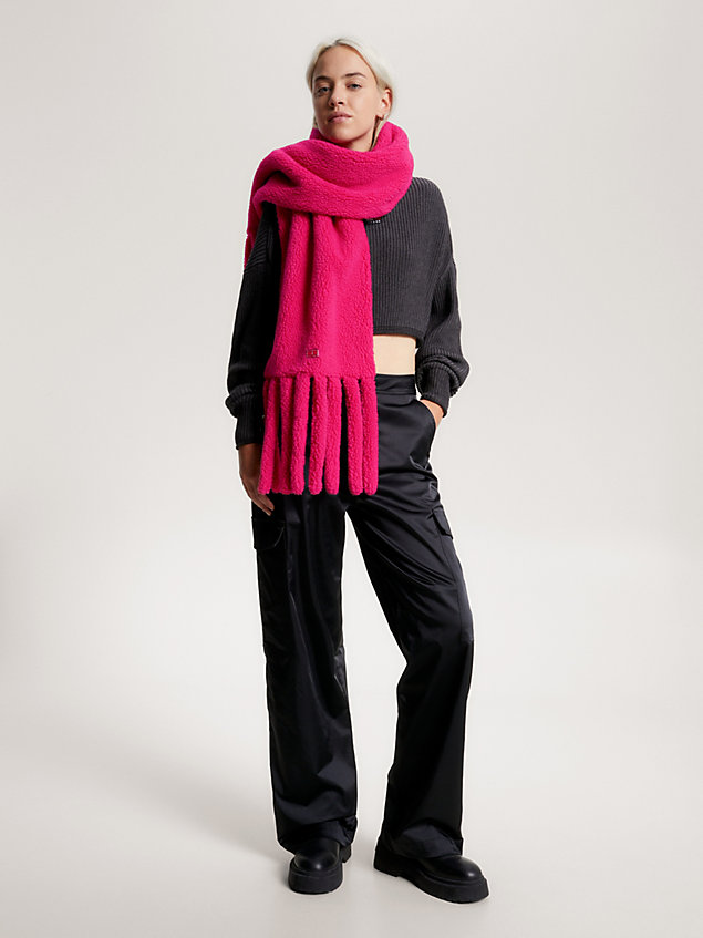 pink miękki szal z logo dla kobiety - tommy jeans