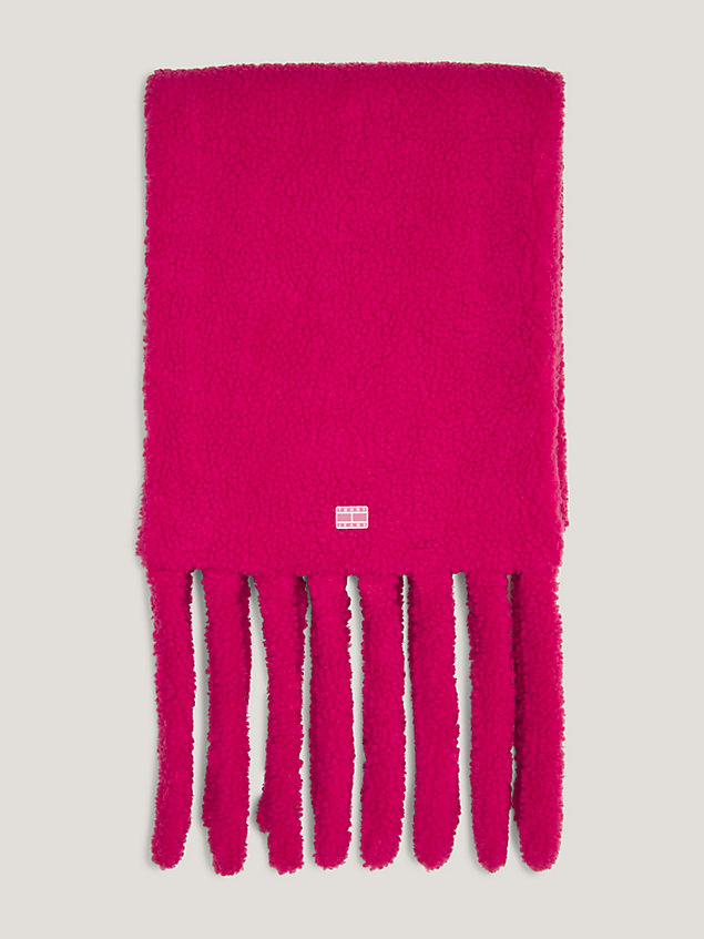 pink cosy logo scarf for women tommy jeans
