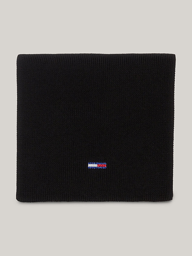 black rib-knit flag scarf for women tommy jeans