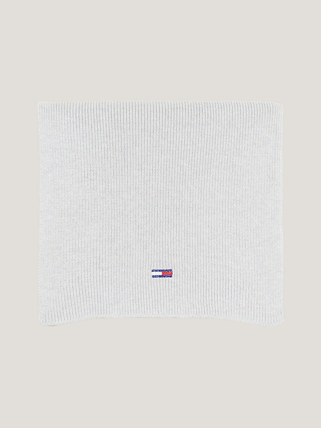 grey rib-knit flag scarf for women tommy jeans