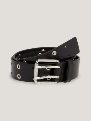 Daisie Leather Eyelet Belt BLACK/WARM BRASS