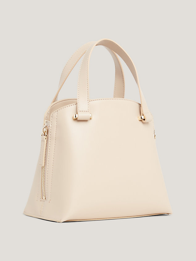beige th modern small structured tote for women tommy hilfiger