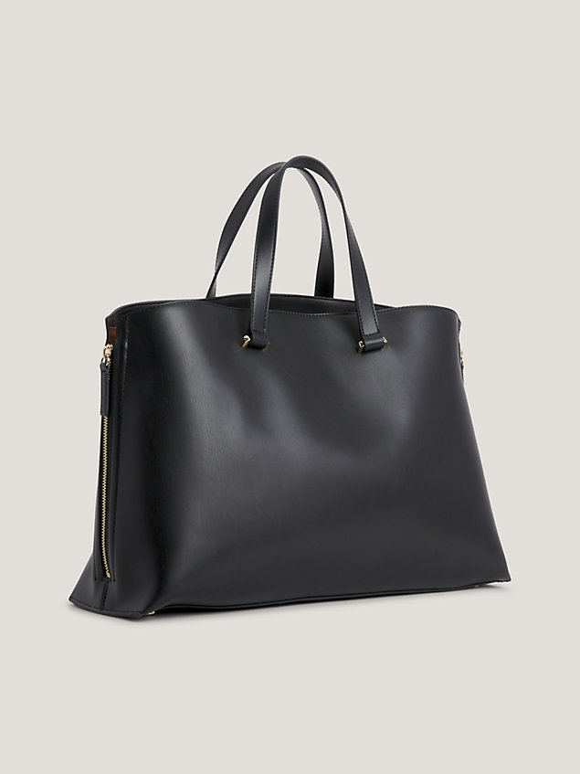 black th modern medium structured shopper voor dames - tommy hilfiger