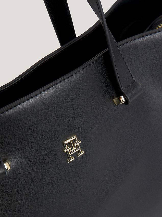 black torba typu tote z monogramem dla kobiety - tommy hilfiger