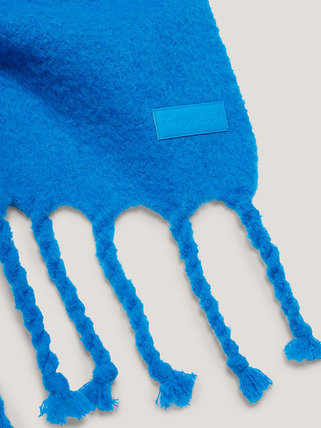 blue twisted fringing scarf for women tommy hilfiger