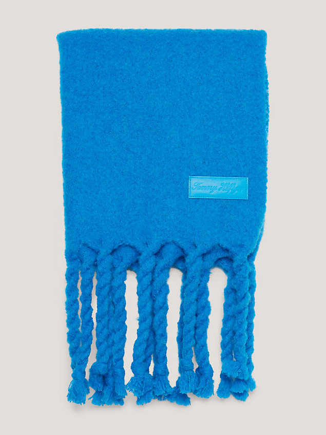 blue twisted fringing scarf for women tommy hilfiger