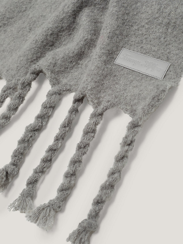 grey twisted fringing scarf for women tommy hilfiger