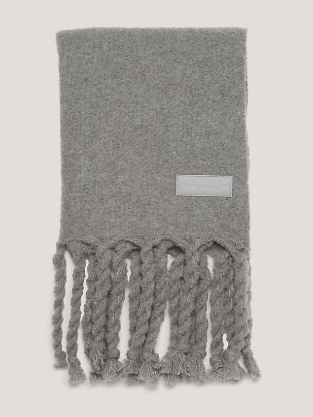 grey twisted fringing scarf for women tommy hilfiger