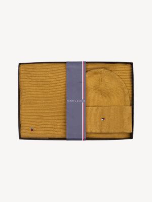 Scarf Essential Hilfiger | | Set Flag Tommy Beanie And Khaki Gift