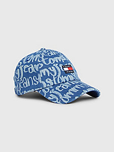 blau heritage baseball-cap aus denim mit print für damen - tommy jeans