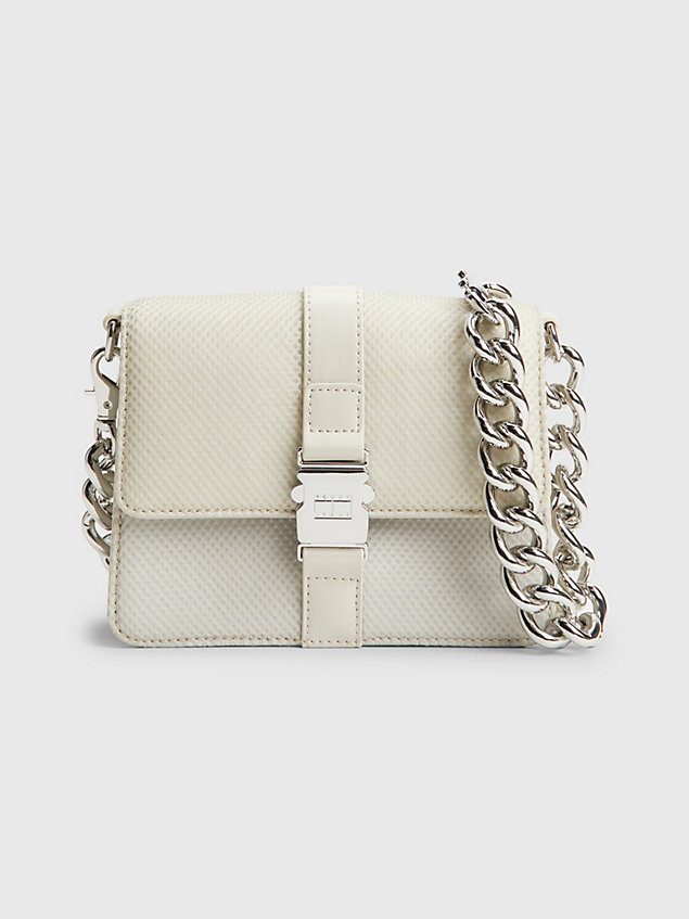 beige tommy jeans item mesh crossover bag for women tommy jeans