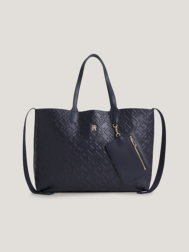 Iconic TH Monogram Embossed Tote | BLUE | Tommy Hilfiger