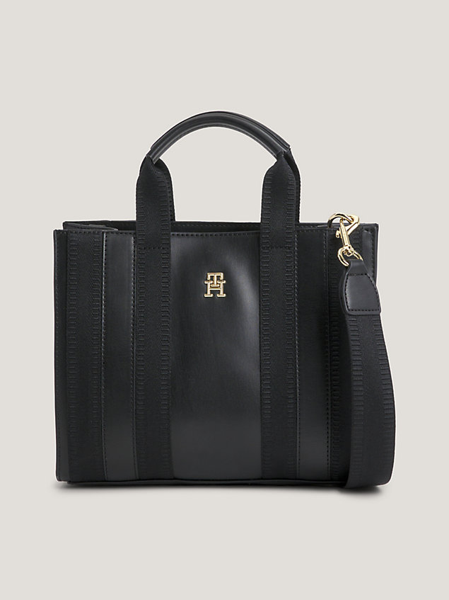 black tonal stripe small tote for women tommy hilfiger
