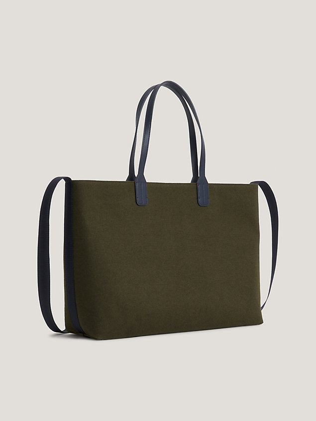 green iconic logo woollen tote for women tommy hilfiger