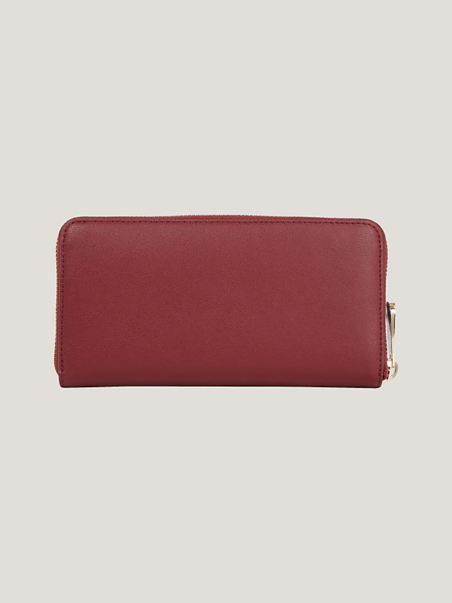 red th monogram large zip-around wallet for women tommy hilfiger