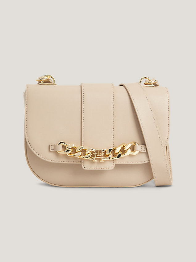 beige chain flap crossover bag for women tommy hilfiger