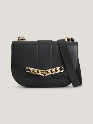 Tommy Hilfiger Luxe Chain-Link Leather Crossbody Bag