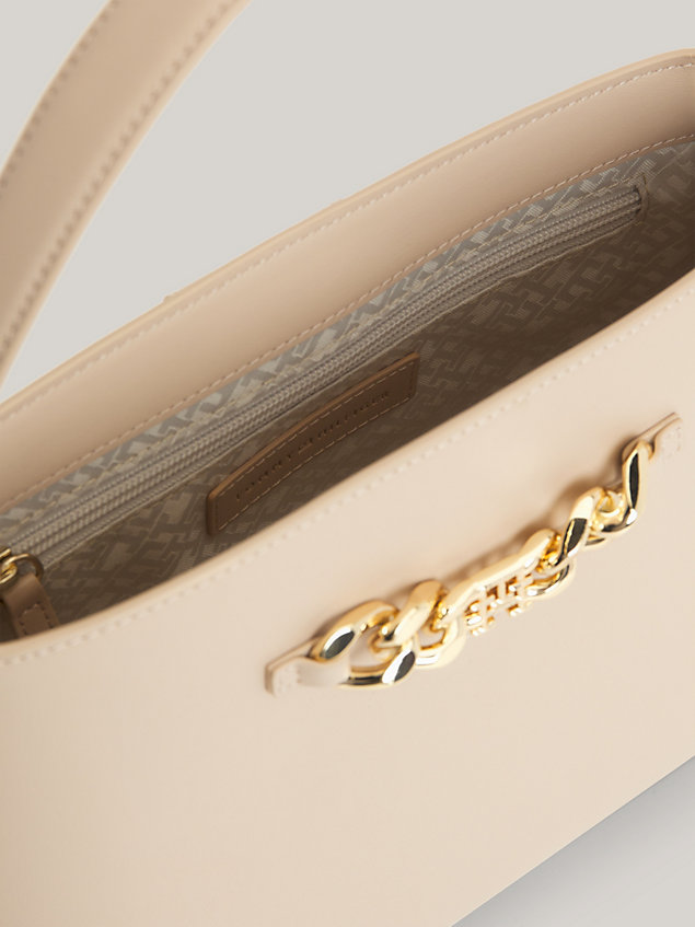 beige th monogram chain satchel for women tommy hilfiger