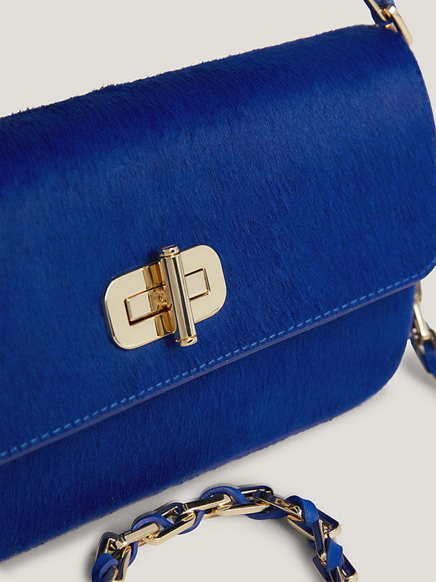 blue turn lock calf-hair leather crossover bag for women tommy hilfiger