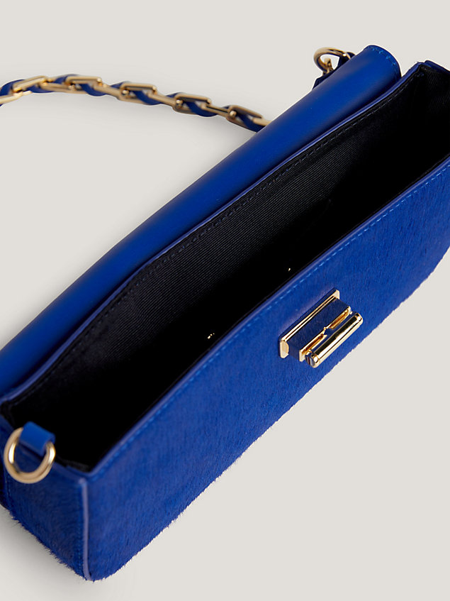 blue turn lock calf-hair leather crossover bag for women tommy hilfiger