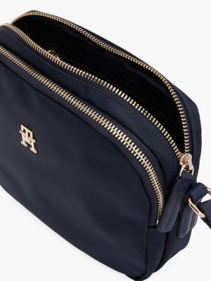 blau th emblem crossbody-tasche für damen - tommy hilfiger