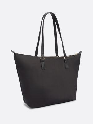 schwarz tote-bag mit tommy-tape für damen - tommy hilfiger